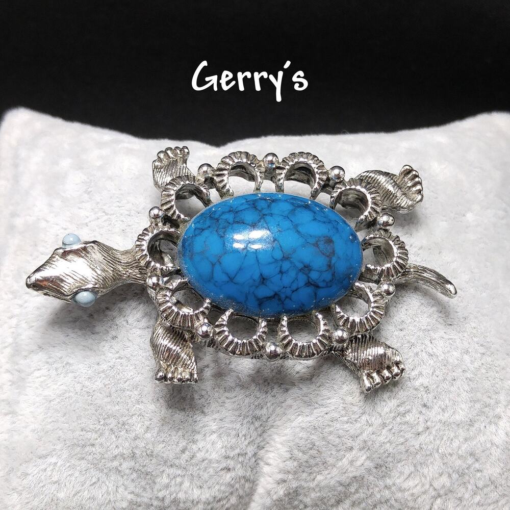 Vintage Gerry's Turtle Brooch & Pendant, Silver Tone, 1970s Jewelry
